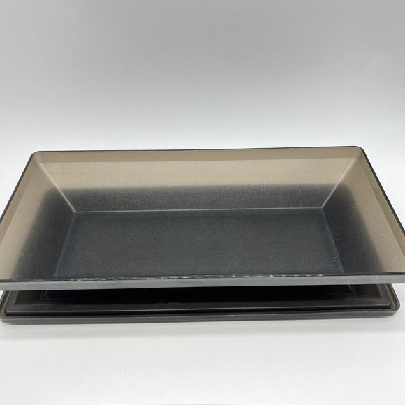 Tupperware Get Together Buffet Set Tray Servers Smoky Black Gray Lot Of 2 - Picture 6 of 11